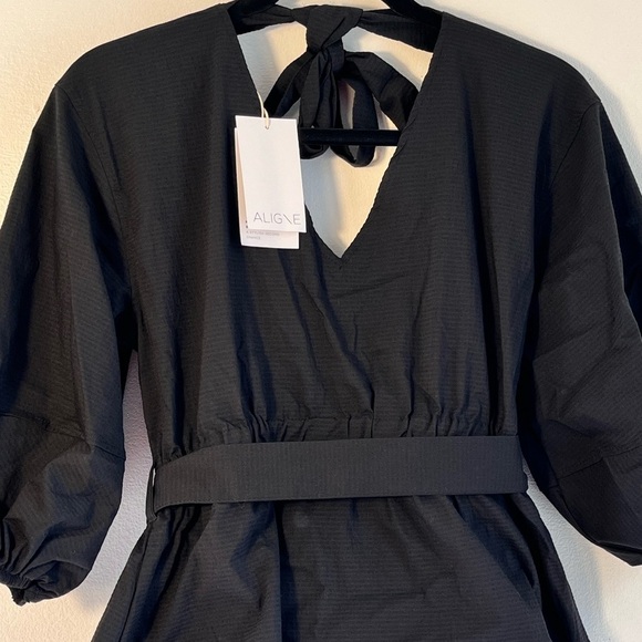 New Aligne Co guava black tie in back balloon sleeve top - Picture 5 of 6